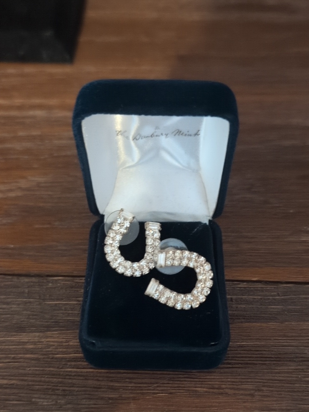 Crystal Pave Horseshoe Stud Earrings - Silver Tone